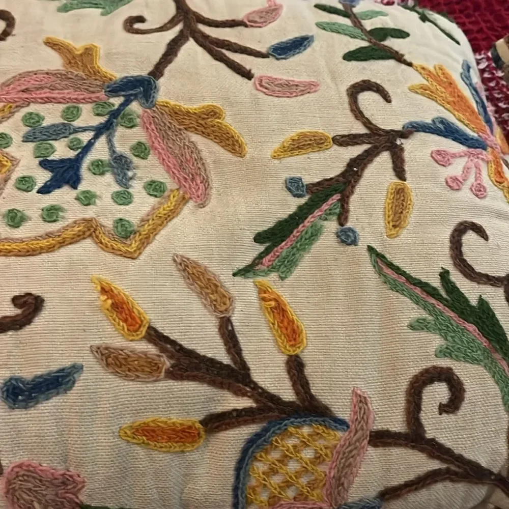 Floral Embroidered vintage pillow
